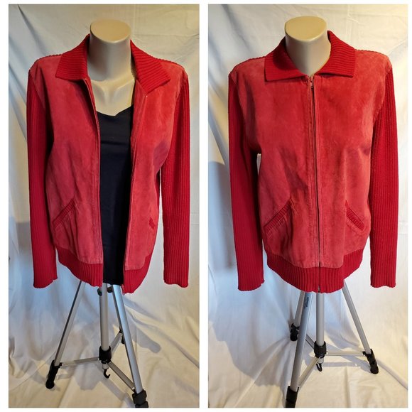 Chico's Jackets & Blazers - Chico's Red Leather Sweater Jacket